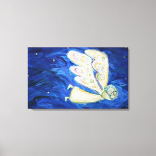 Angel & Baby Flying Painting (Large - Edge Wrap) Canvas Print