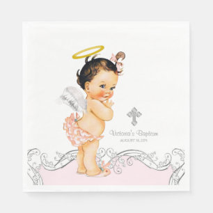 Angel Baby Girl Baptism Christening Napkin