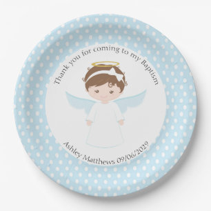 Angel Baptism First Communion Party  Paper Plate