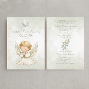 Angel baptism praying child remembrance card