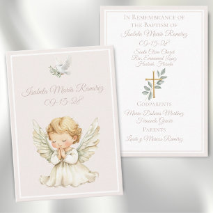 Angel baptism praying child remembrance card