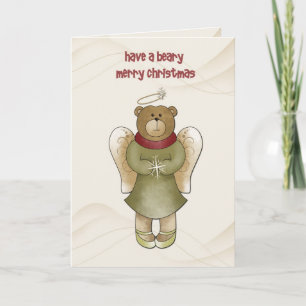 Angel Bear Christmas Greeting Holiday Card