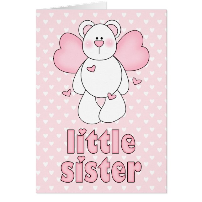 Angel Bear Little Sister Blank Card (Front)