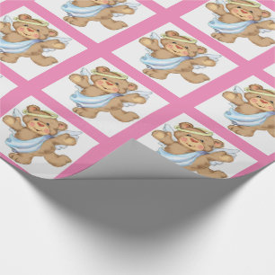 Angel Bear Pink Wrapping Paper