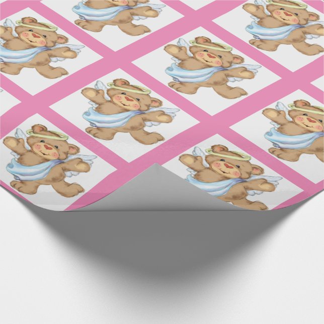 Angel Bear Pink Wrapping Paper (Corner)
