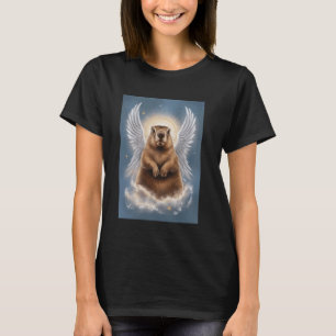 Angel Bear With Wings On Cloudy Background For Kid T-Shirt