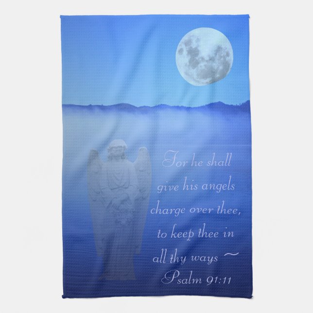 Angel Bible Quote Kitchen Towel (Vertical)