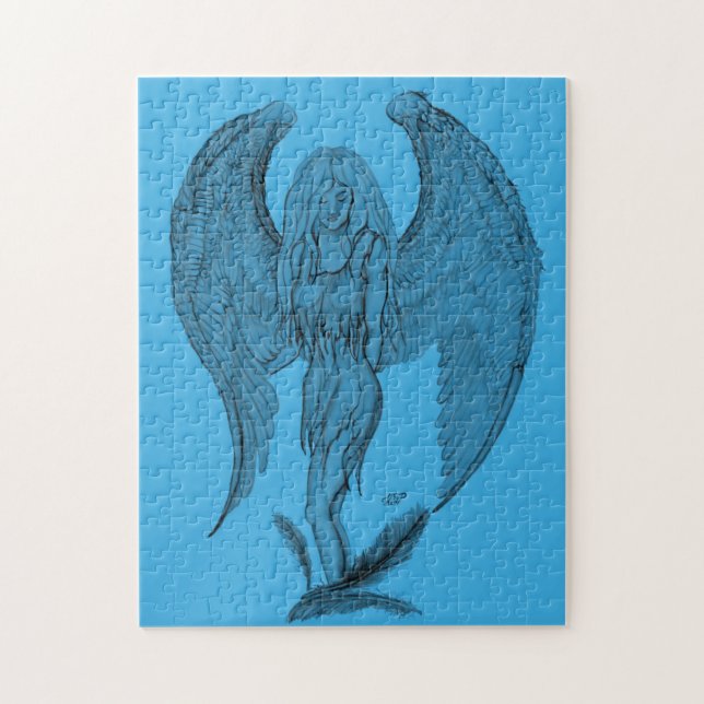 Angel black and blue design jigsaw puzzle (Vertical)