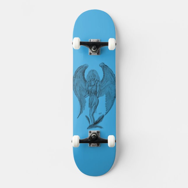 Angel - black and blue design skateboard (Front)