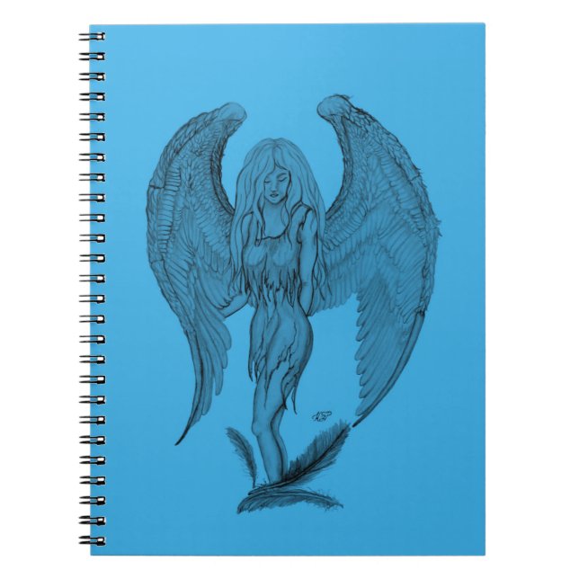 Angel black and blue design spiral notebook (Front)