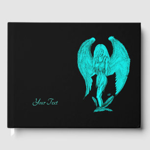 Angel , Black and Green design Guest Book