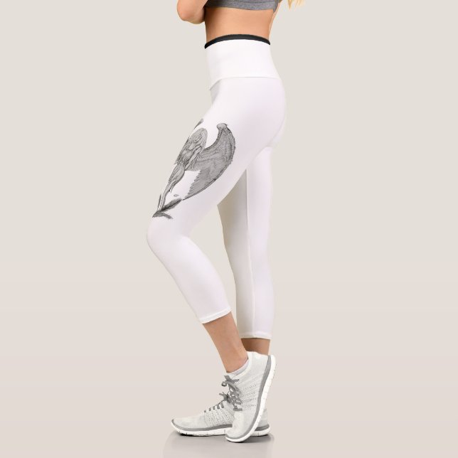 Angel , Black and White design Capri Leggings (Left)