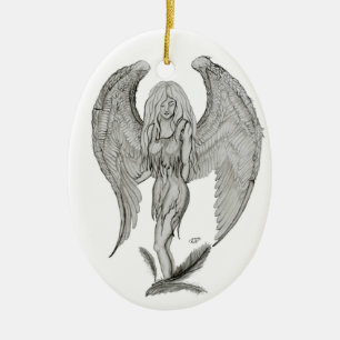 Angel Black and white Design Ceramic Tree Decoration