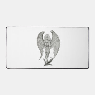 Angel - Black and White Design Desk Mat