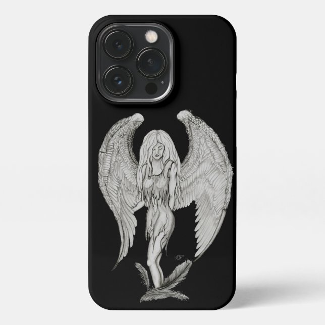 Angel - Black and White Design iPhone Case (Back)