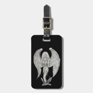 Angel black and white design luggage tag