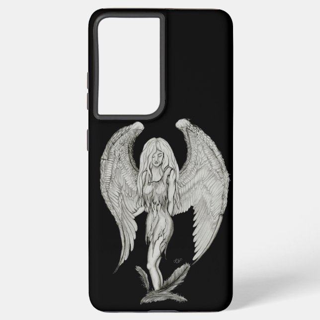 Angel - Black and White Design Samsung Galaxy S21 Ultra Case (Back)
