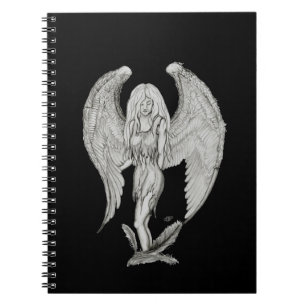 Angel black and white design spiral notebook
