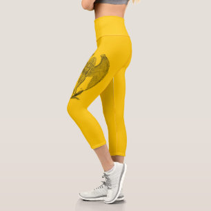 Angel , Black and Yellow Design Capri Leggings