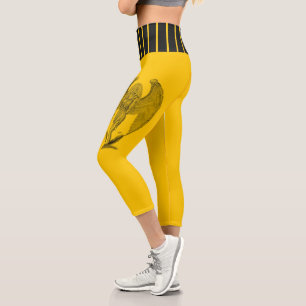 Angel , Black and Yellow Design Capri Leggings