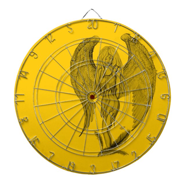Angel - black and yellow design dartboard (Front)