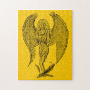 Angel - black and yellow design jigsaw puzzle