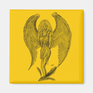 Angel Black and yellow design Magnet