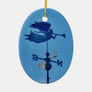 Angel BLOWING HORN WEATHER VANE Ceramic Tree Decoration