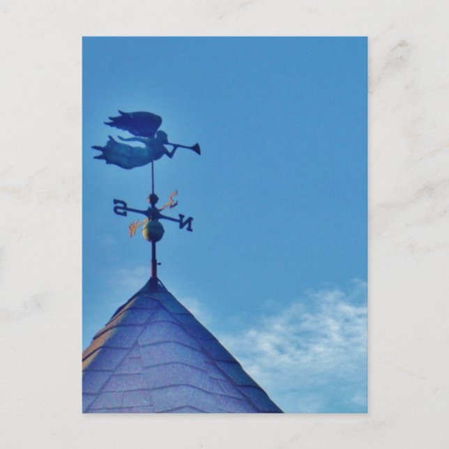 Angel BLOWING HORN WEATHER VANE Postcard (Front)