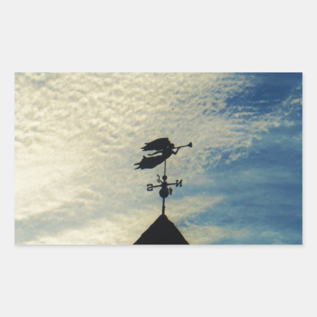 Angel BLOWING HORN WEATHER VANE Rectangular Sticker (Front)