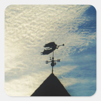 Angel BLOWING HORN WEATHER VANE Square Sticker