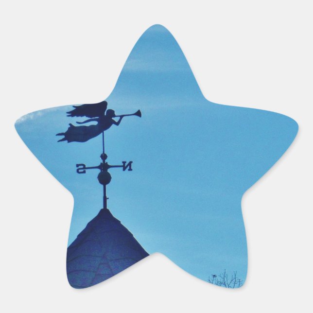 Angel BLOWING HORN WEATHER VANE Star Sticker (Front)