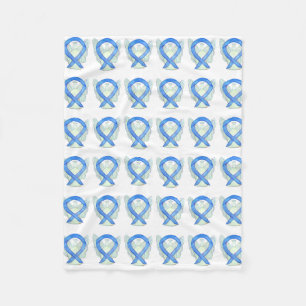 Angel Blue Awareness Ribbon Custom Soft Blankets