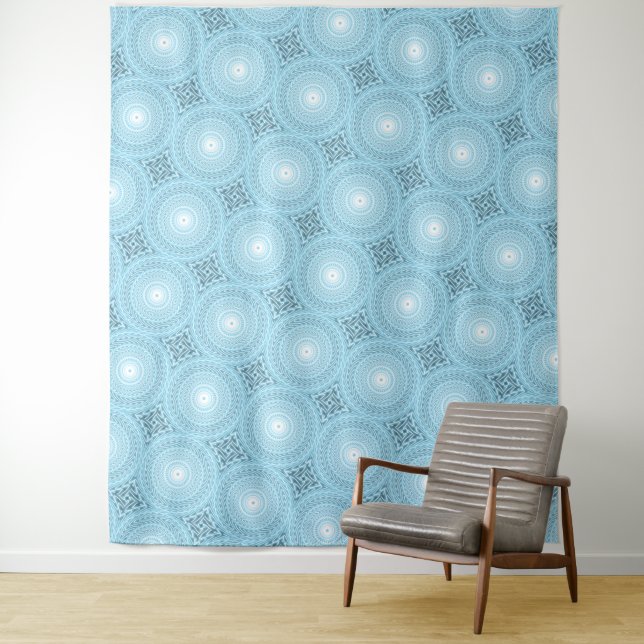 Angel blue teal swirl pattern tapestry (In Situ)