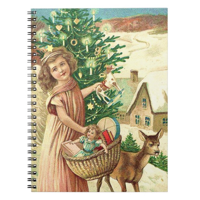 Angel bringing Christmas gifts and presents Notebook (Front)