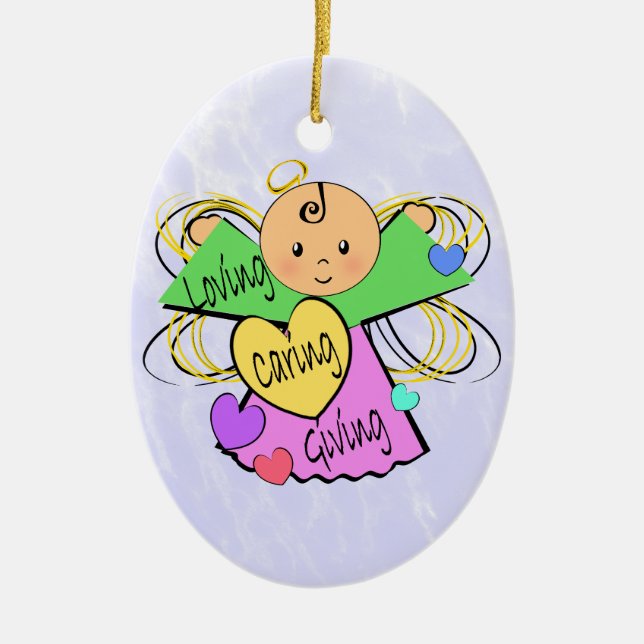 Angel Caregiver Ceramic Tree Decoration (Front)