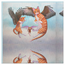 Angel Cat and Mouse Game Fabric Mirror Design