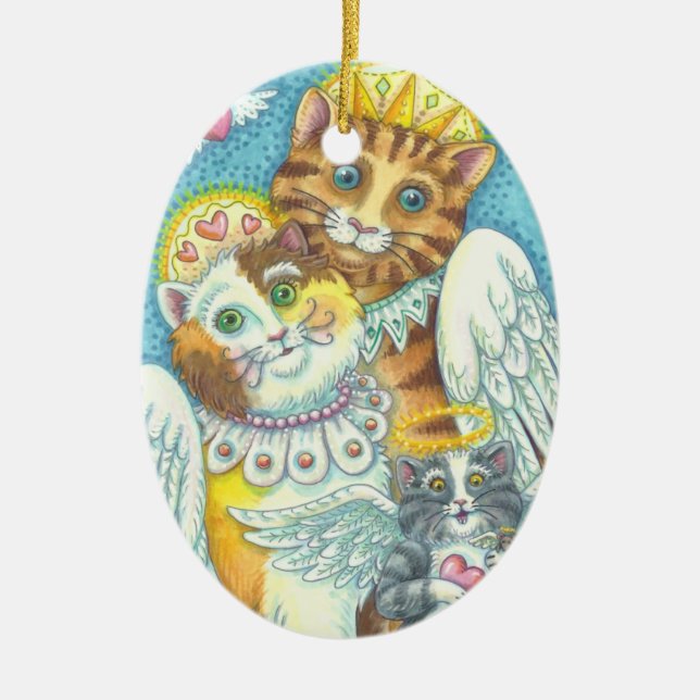 Angel Cat Family PURRS IN HEAVEN HOLIDAY ORNAMENT (Front)
