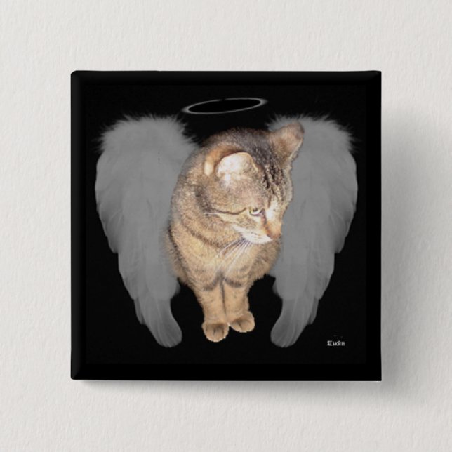 Angel Cat (Lucian) 15 Cm Square Badge (Front)