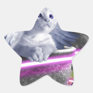angel cat star sticker