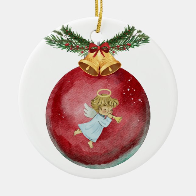 Angel  ceramic tree decoration (Front)