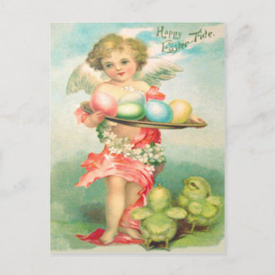 Angel Cherub Easter Chick Coloured Egg Holiday Postcard
