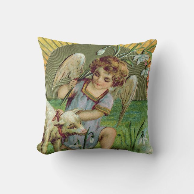 Angel Cherub Sun Lamb Sheep Cushion (Front)