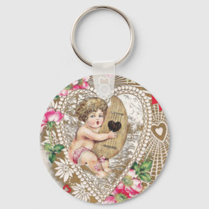 Angel Cherub Vintage Picture Key Ring