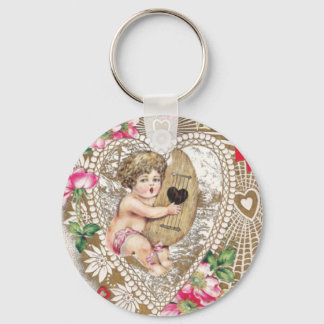 Angel Cherub Vintage Picture Key Ring