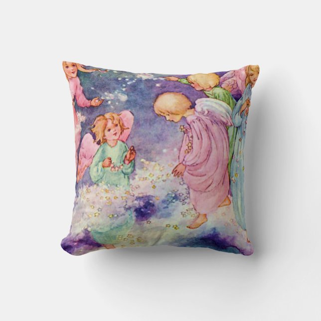 Angel Children Playing in the Stars Fine Art Cushion (Front)