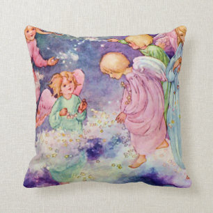 Angel Children Playing in the Stars Fine Art Cushion