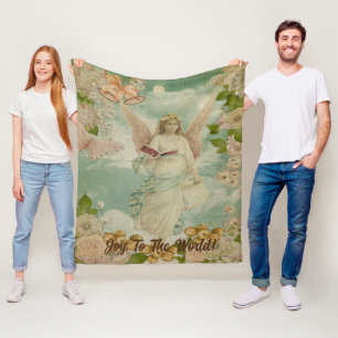 Angel Christmas Bells Joy to the World Personalise Fleece Blanket