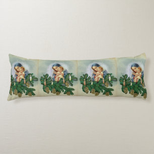Angel Christmas Mery and Jesus in Candle Light Body Cushion