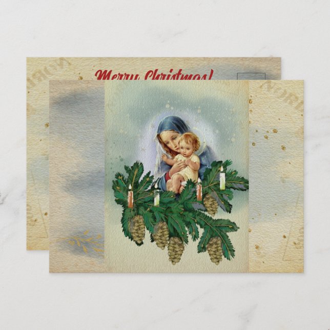 Angel Christmas Mery and Jesus in Candle Light Postcard (Front/Back)